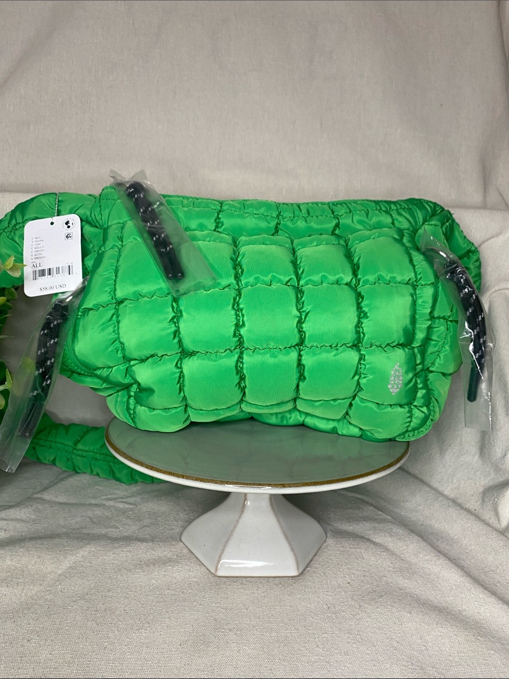 NWT Free People Movement Quilted Baby Carryall Sling Bag Kelly Green